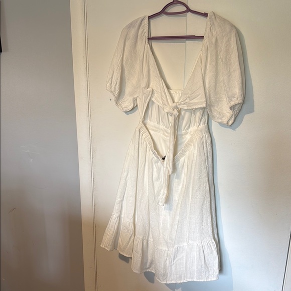 Cream Buttoned Ruffled Mini Sundress - Picture 2 of 10